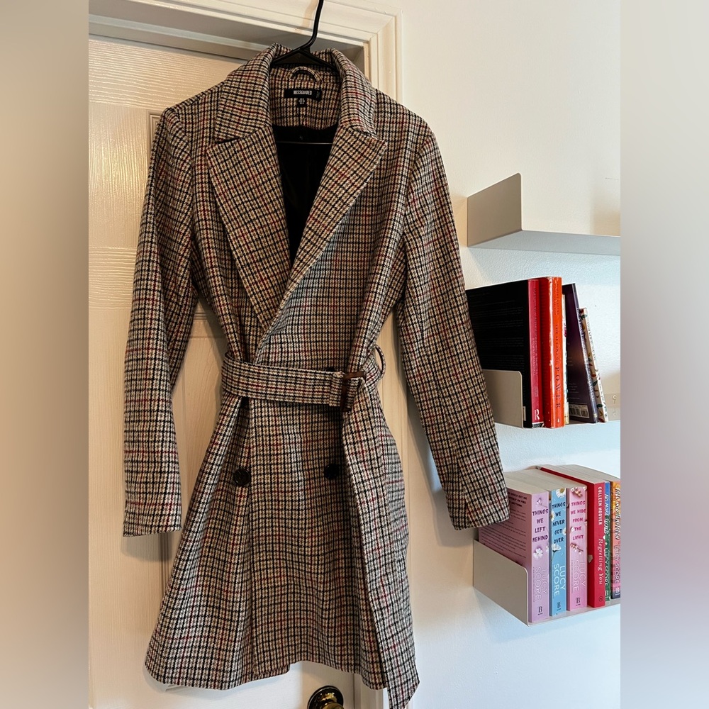 Missguided Multicolor Plaid Trench Coat